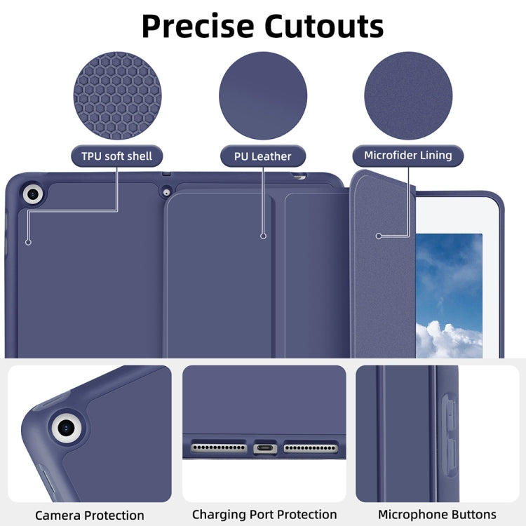 For iPad 10.2 2021 / 2020 / 2019 3-fold TPU Smart Leather Tablet Case with Pen Slot