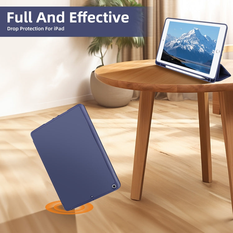 For iPad 10.2 2021 / 2020 / 2019 3-fold TPU Smart Leather Tablet Case with Pen Slot