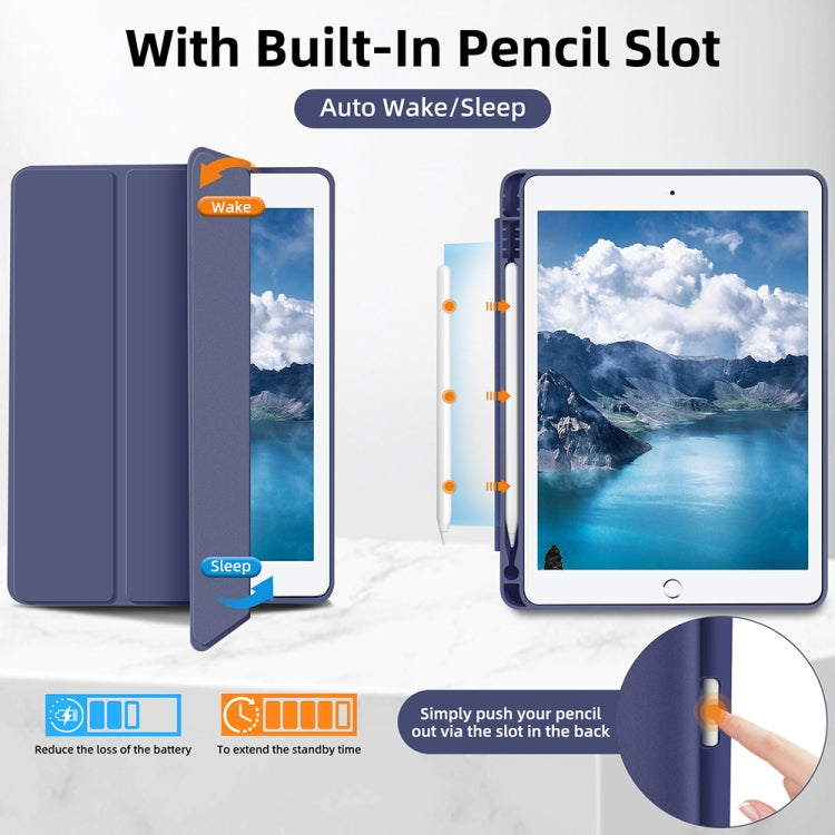 For iPad 10.2 2021 / 2020 / 2019 3-fold TPU Smart Leather Tablet Case with Pen Slot