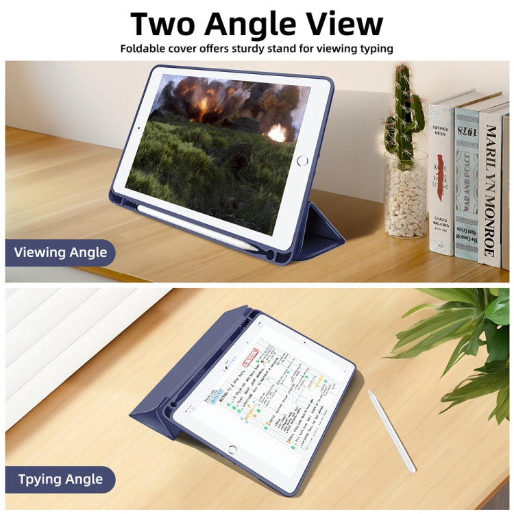For iPad 10.2 2021 / 2020 / 2019 3-fold TPU Smart Leather Tablet Case with Pen Slot