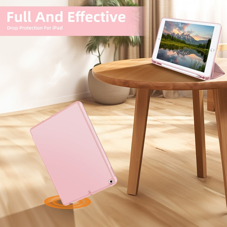 For iPad 10.2 2021 / 2020 / 2019 3-fold TPU Smart Leather Tablet Case with Pen Slot