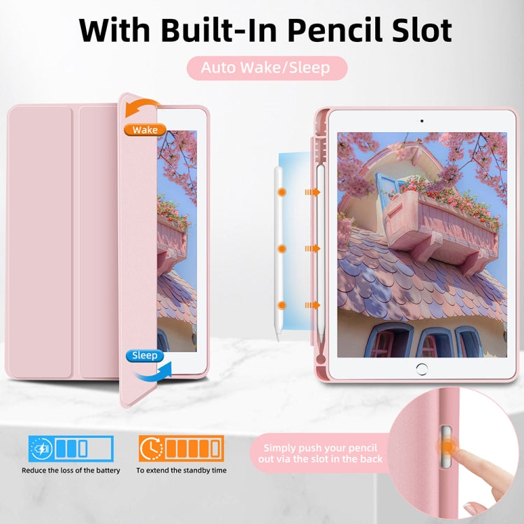 For iPad 10.2 2021 / 2020 / 2019 3-fold TPU Smart Leather Tablet Case with Pen Slot