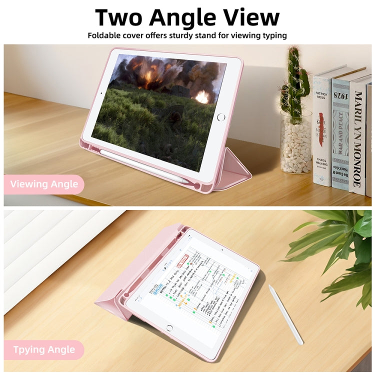 For iPad 10.2 2021 / 2020 / 2019 3-fold TPU Smart Leather Tablet Case with Pen Slot