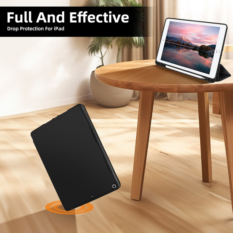 For iPad 10.2 2021 / 2020 / 2019 3-fold TPU Smart Leather Tablet Case with Pen Slot