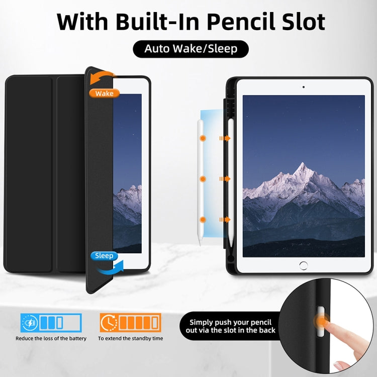 For iPad 10.2 2021 / 2020 / 2019 3-fold TPU Smart Leather Tablet Case with Pen Slot
