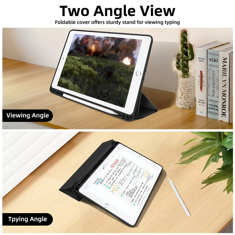 For iPad 10.2 2021 / 2020 / 2019 3-fold TPU Smart Leather Tablet Case with Pen Slot