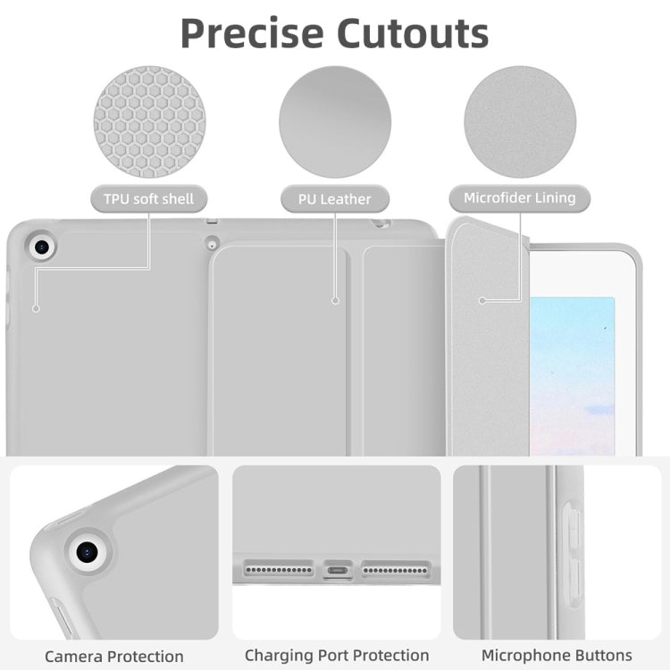 For iPad 10.2 2021 / 2020 / 2019 3-fold TPU Smart Leather Tablet Case with Pen Slot