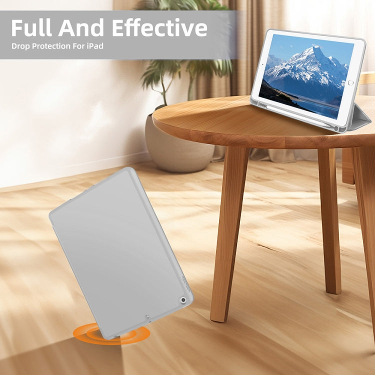 For iPad 10.2 2021 / 2020 / 2019 3-fold TPU Smart Leather Tablet Case with Pen Slot