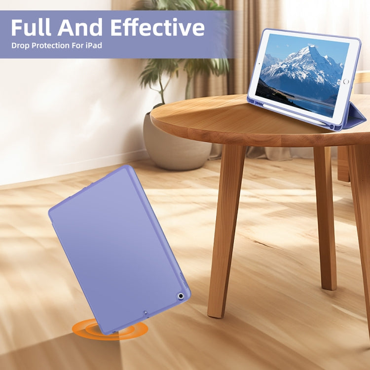 For iPad 10.2 2021 / 2020 / 2019 3-fold TPU Smart Leather Tablet Case with Pen Slot