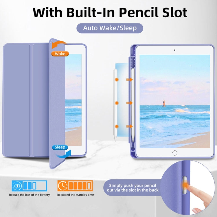 For iPad 10.2 2021 / 2020 / 2019 3-fold TPU Smart Leather Tablet Case with Pen Slot