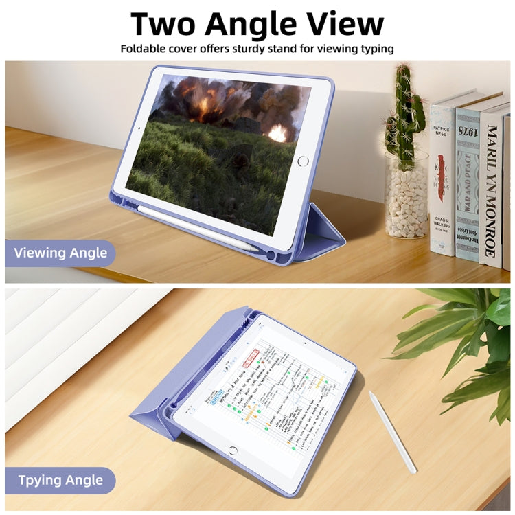 For iPad 10.2 2021 / 2020 / 2019 3-fold TPU Smart Leather Tablet Case with Pen Slot