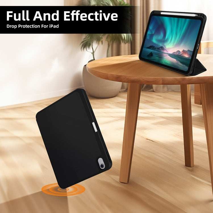 For iPad Air 5 / 4 3-fold TPU Smart Leather Tablet Case with Pen Slot