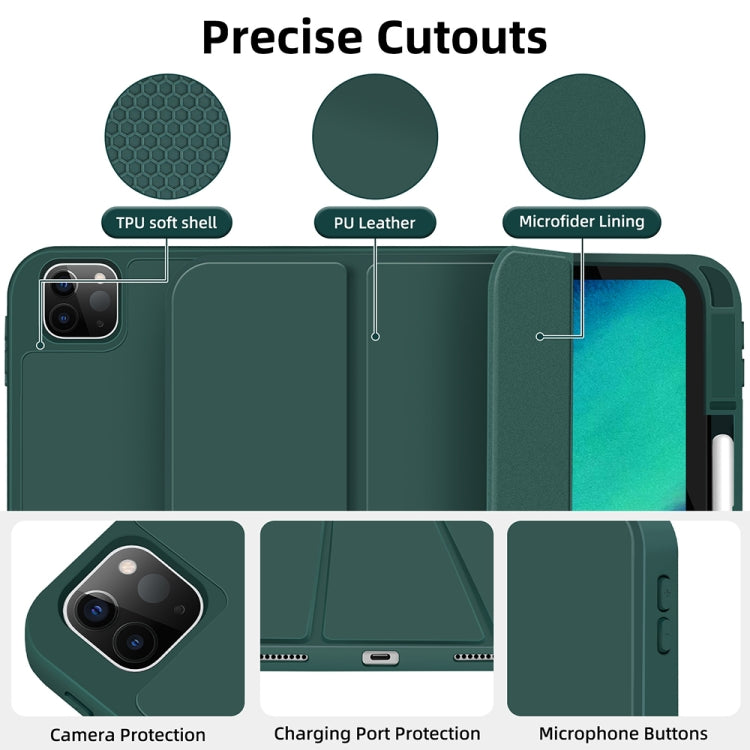 For iPad Pro 12.9 3-fold TPU Smart Leather Tablet Case with Pen Slot