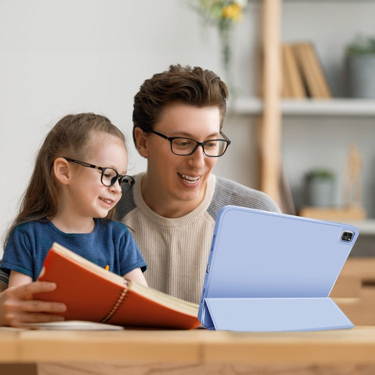 For iPad Pro 12.9 3-fold TPU Smart Leather Tablet Case with Pen Slot