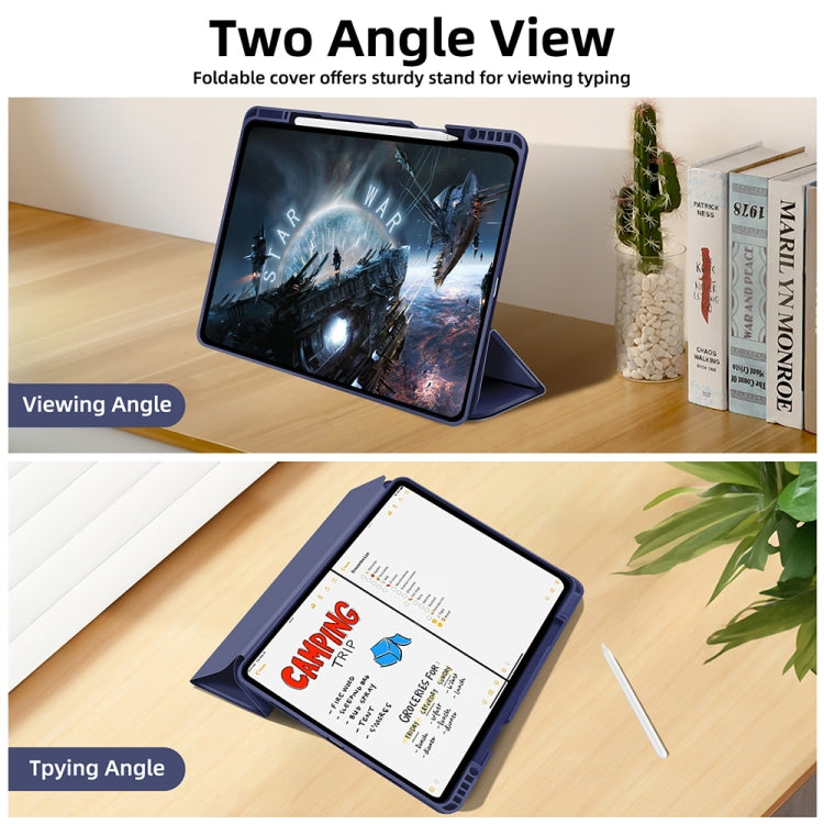 For iPad Pro 12.9 3-fold TPU Smart Leather Tablet Case with Pen Slot