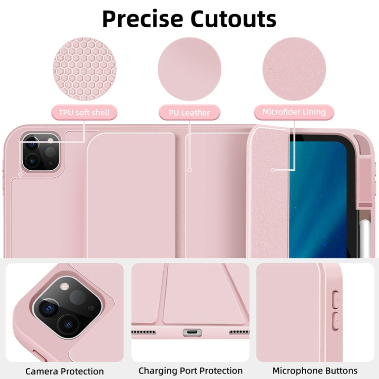 For iPad Pro 12.9 3-fold TPU Smart Leather Tablet Case with Pen Slot