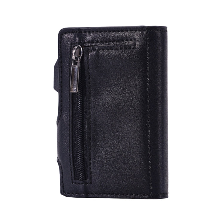 FY2405 RFID Anti-magnetic Crazy Horse Texture PU Card Bag - Black