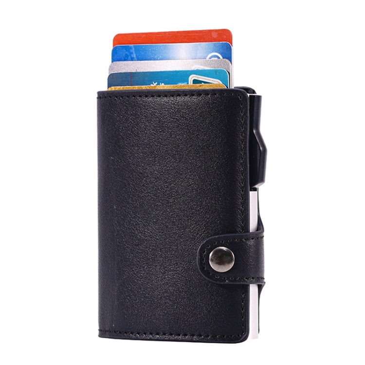 FY2405 RFID Anti-magnetic Crazy Horse Texture PU Card Bag - Black