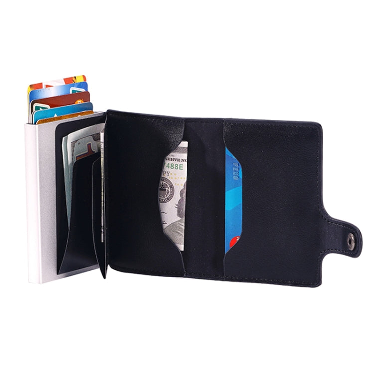 FY2405 RFID Anti-magnetic Crazy Horse Texture PU Card Bag - Black