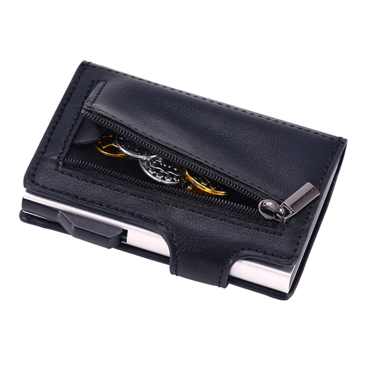 FY2405 RFID Anti-magnetic Crazy Horse Texture PU Card Bag - Black