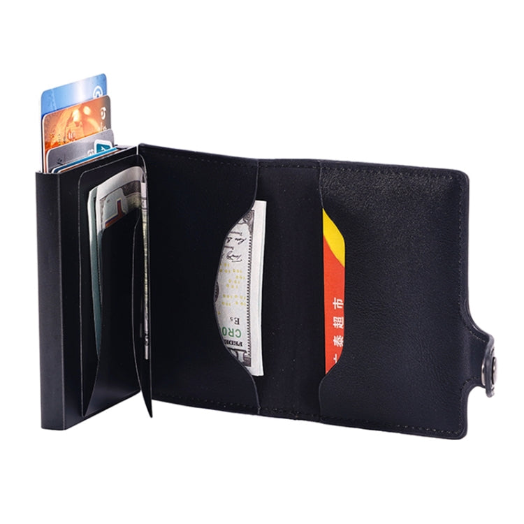 FY2405-B RFID Anti-magnetic Crazy Horse Texture PU Card Bag - Black