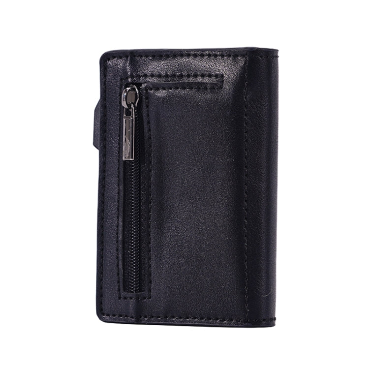 FY2406 RFID Anti-magnetic Crazy Horse Texture PU Card Bag - Black