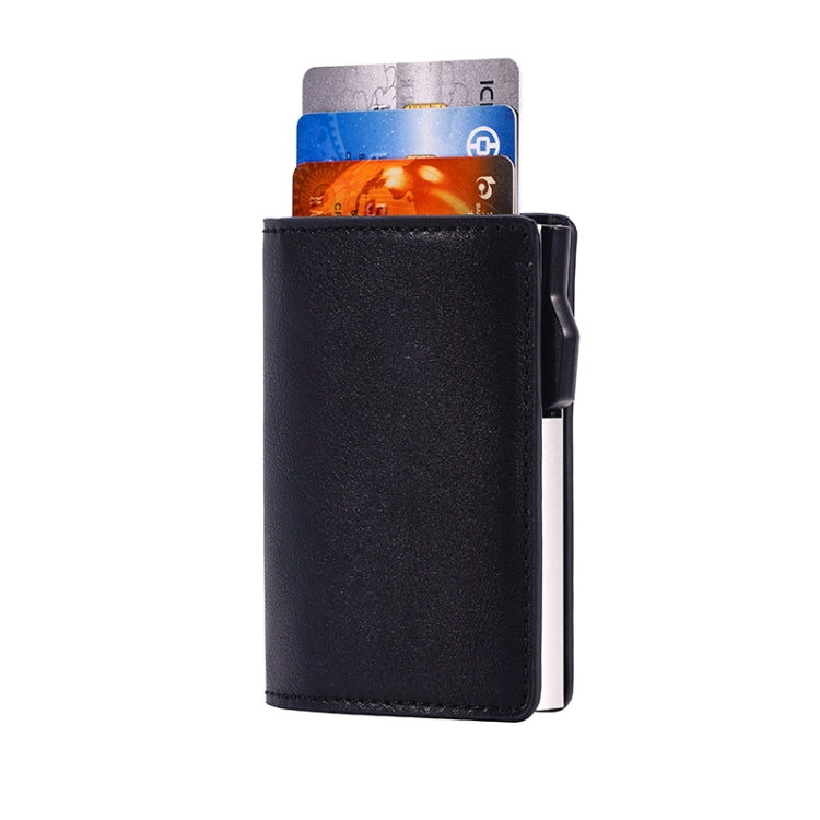 FY2406 RFID Anti-magnetic Crazy Horse Texture PU Card Bag - Black