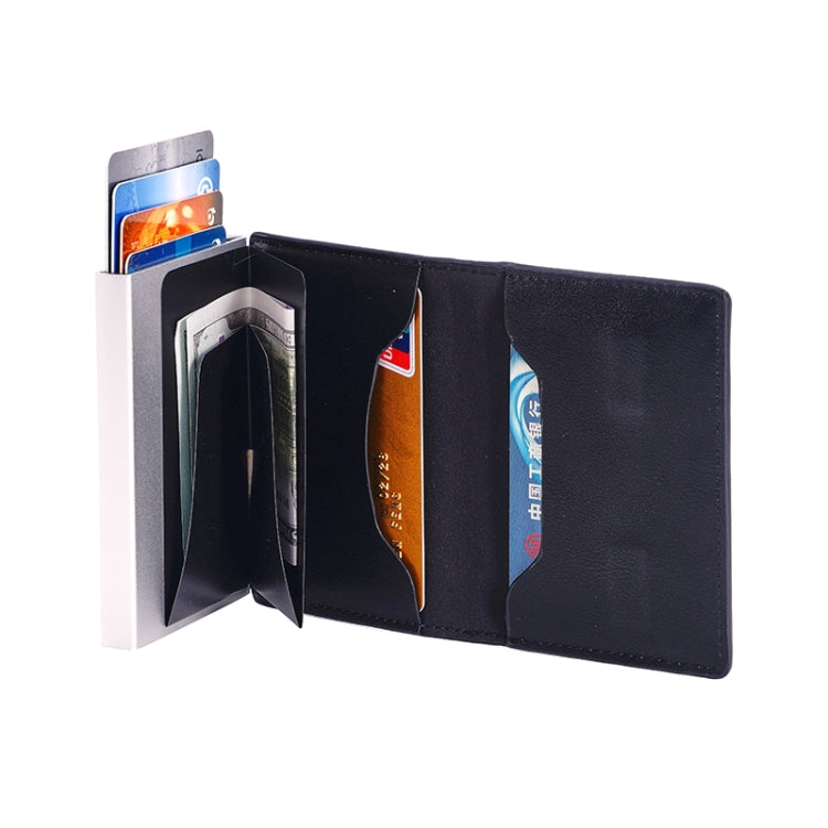 FY2406 RFID Anti-magnetic Crazy Horse Texture PU Card Bag - Black