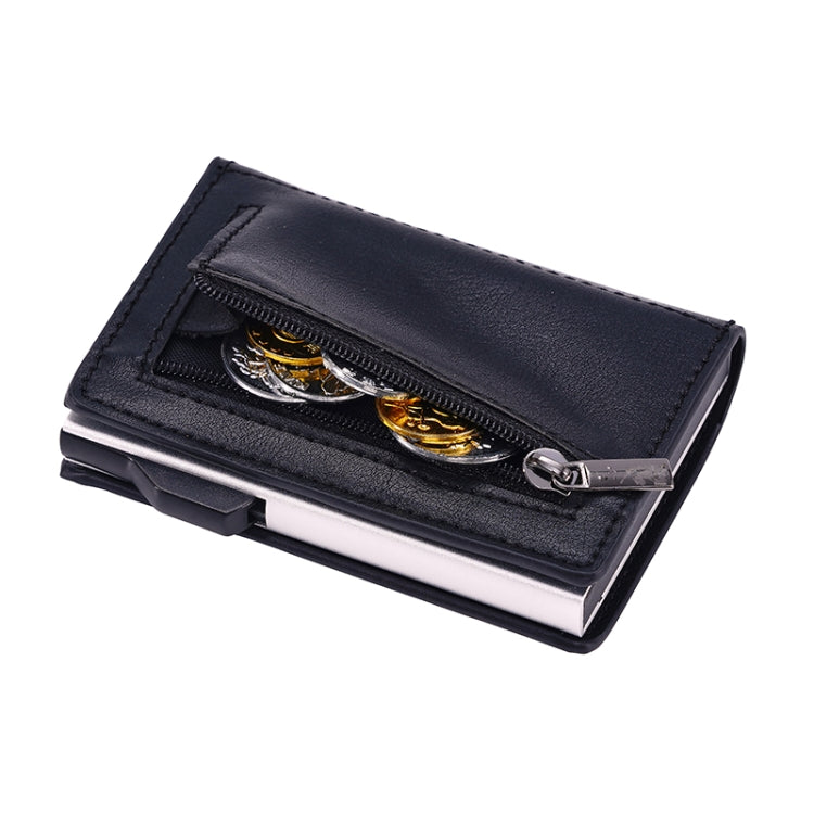 FY2406 RFID Anti-magnetic Crazy Horse Texture PU Card Bag - Black