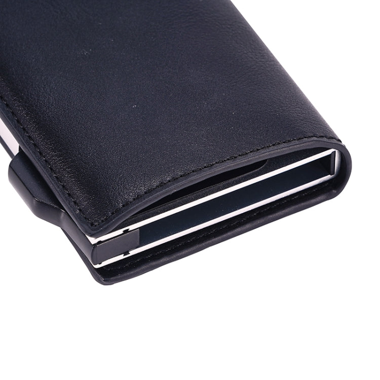 FY2406 RFID Anti-magnetic Crazy Horse Texture PU Card Bag - Black