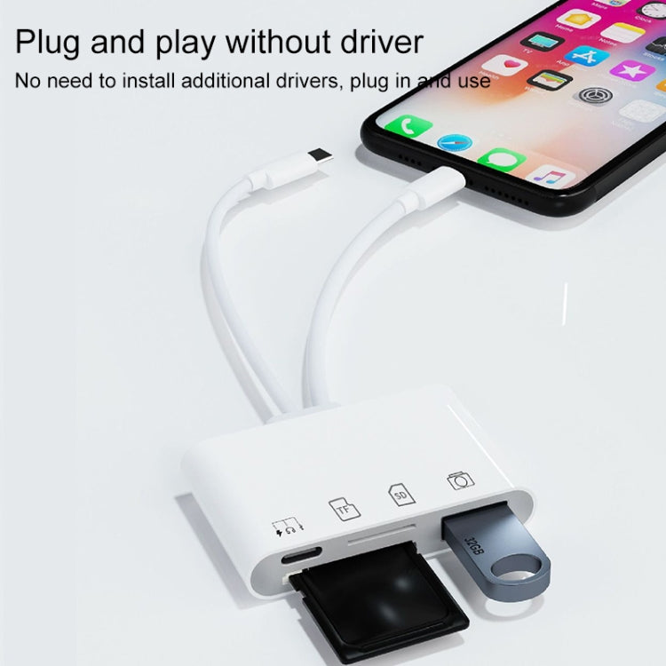 4 in 2 USB-C / Type-C + 8 Pin Interface Multi-function Card Reader - White