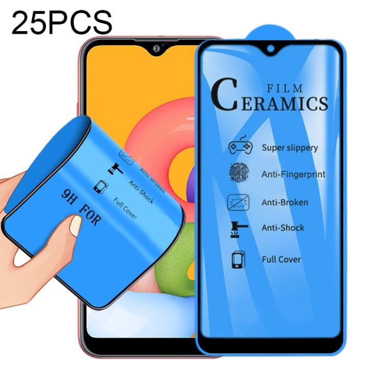 For Samsung Galaxy A01 25 PCS 2.5D Full Glue Full Cover Ceramics Film