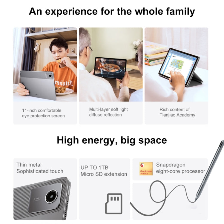 Lenovo Xiaoxin Pad 2024 Paperlike Screen Learning Version 11 inch WiFi Tablet, 8GB+128GB, Android 13, Qualcomm Snapdragon 685 Octa Core, Support Face Identification - Dark Grey