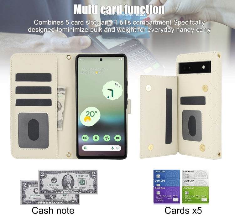 For Google Pixel 6a Crossbody Multifunction Rhombic Leather Phone Case