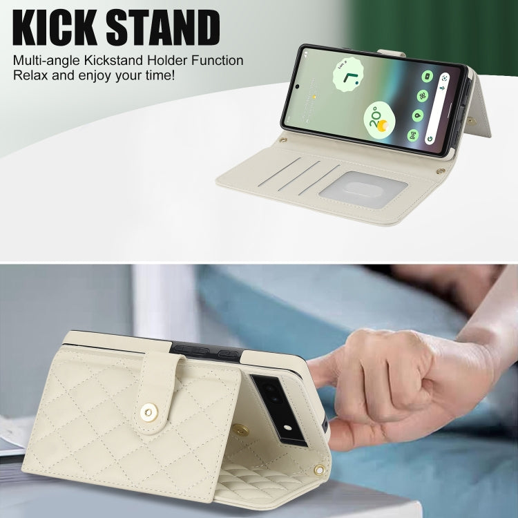 For Google Pixel 6a Crossbody Multifunction Rhombic Leather Phone Case