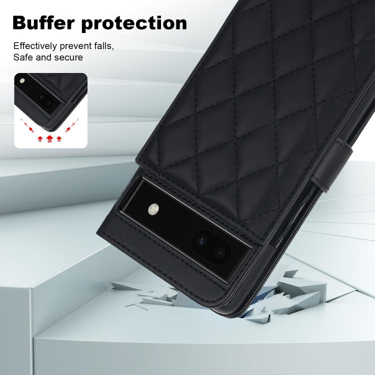 For Google Pixel 6a Crossbody Multifunction Rhombic Leather Phone Case