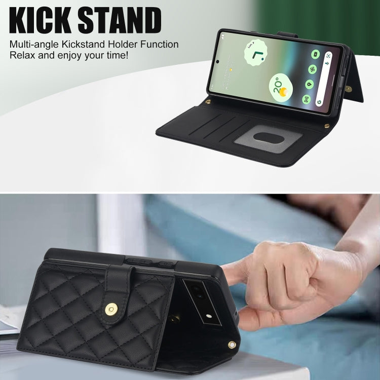 For Google Pixel 6a Crossbody Multifunction Rhombic Leather Phone Case