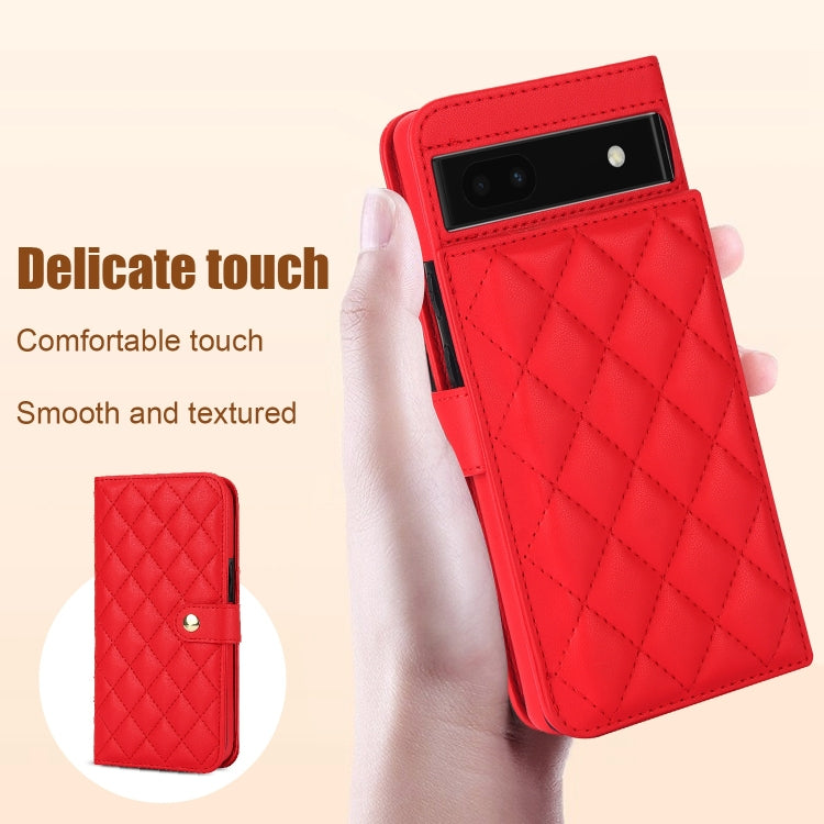 For Google Pixel 6a Crossbody Multifunction Rhombic Leather Phone Case