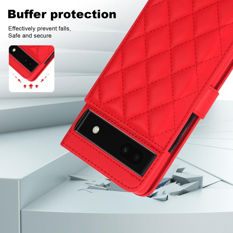 For Google Pixel 6a Crossbody Multifunction Rhombic Leather Phone Case