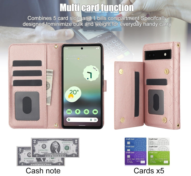 For Google Pixel 6a Crossbody Multifunction Rhombic Leather Phone Case