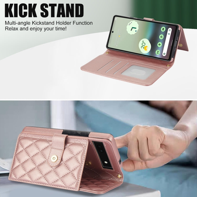 For Google Pixel 6a Crossbody Multifunction Rhombic Leather Phone Case
