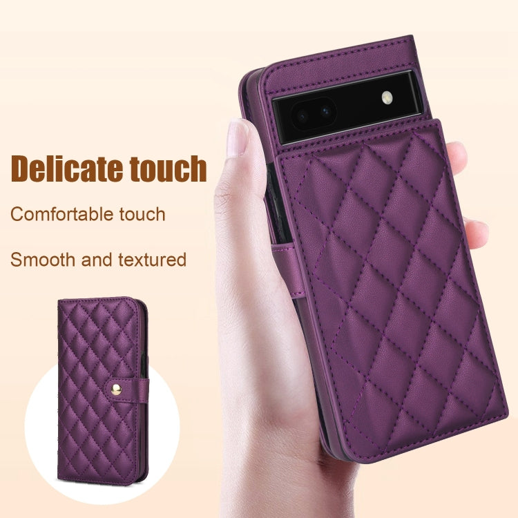 For Google Pixel 6a Crossbody Multifunction Rhombic Leather Phone Case