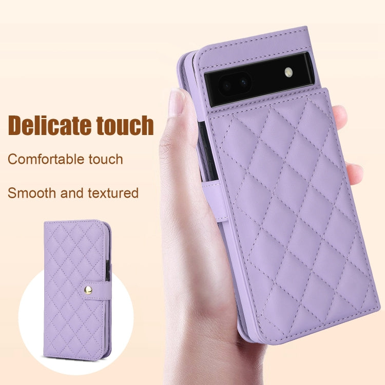 For Google Pixel 6a Crossbody Multifunction Rhombic Leather Phone Case