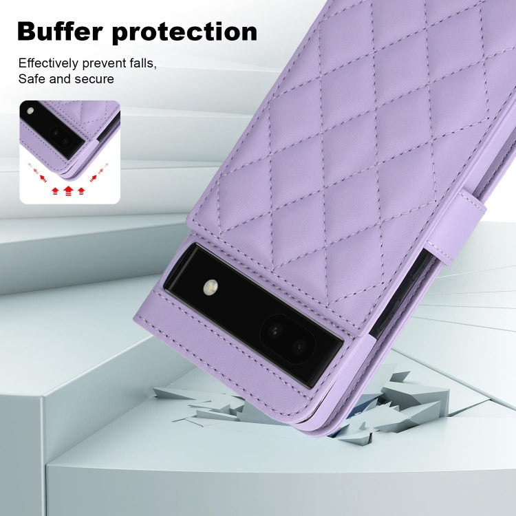 For Google Pixel 6a Crossbody Multifunction Rhombic Leather Phone Case