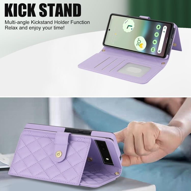 For Google Pixel 6a Crossbody Multifunction Rhombic Leather Phone Case