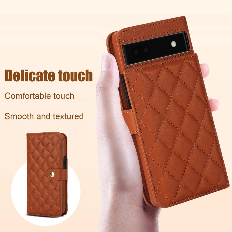 For Google Pixel 6a Crossbody Multifunction Rhombic Leather Phone Case