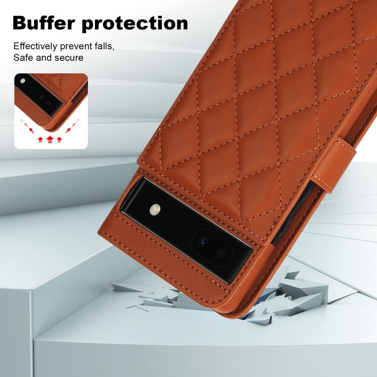 For Google Pixel 6a Crossbody Multifunction Rhombic Leather Phone Case
