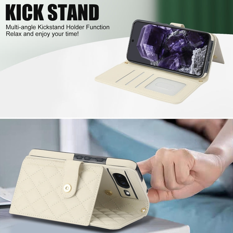 For Google Pixel 8a Crossbody Multifunction Rhombic Leather Phone Case
