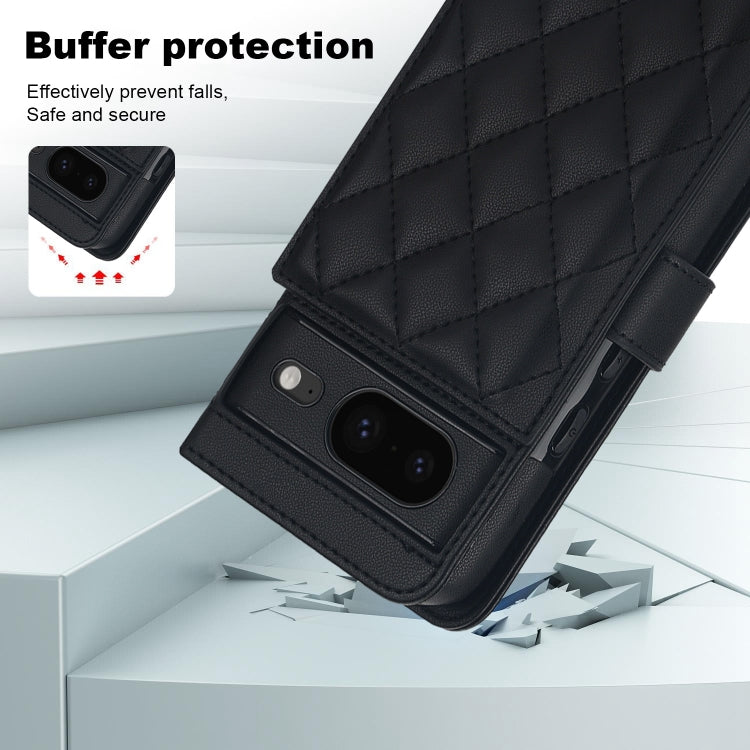 For Google Pixel 8a Crossbody Multifunction Rhombic Leather Phone Case