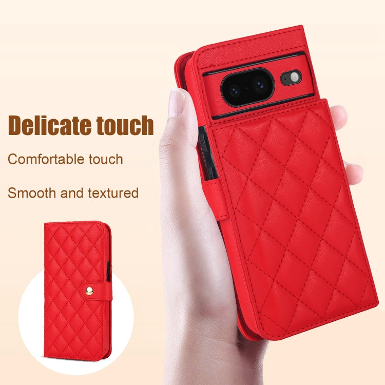 For Google Pixel 8a Crossbody Multifunction Rhombic Leather Phone Case